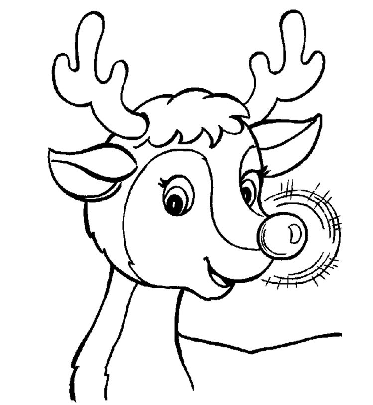 Coloriage Rudolphe Le Renne Du Père Noël - Renne de Noël à imprimer