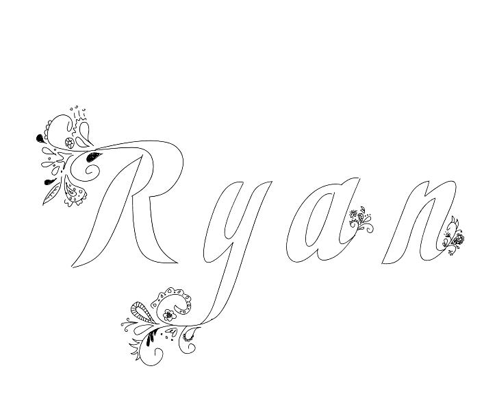 Coloriage Ryan - Prénom à imprimer