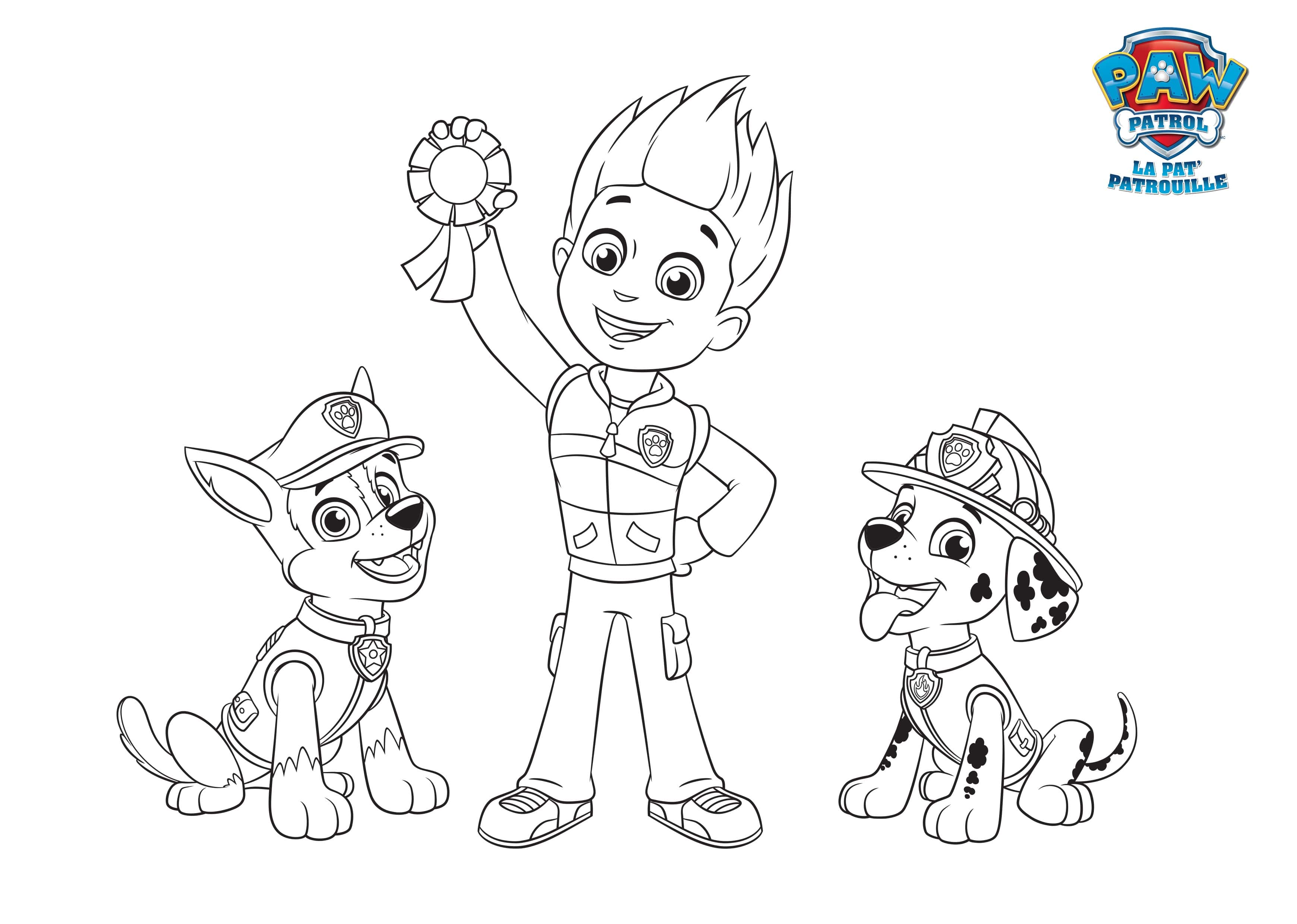 Coloriage Ryder gagne sa première médaille Pat Patrouille - Paw patrol à imprimer