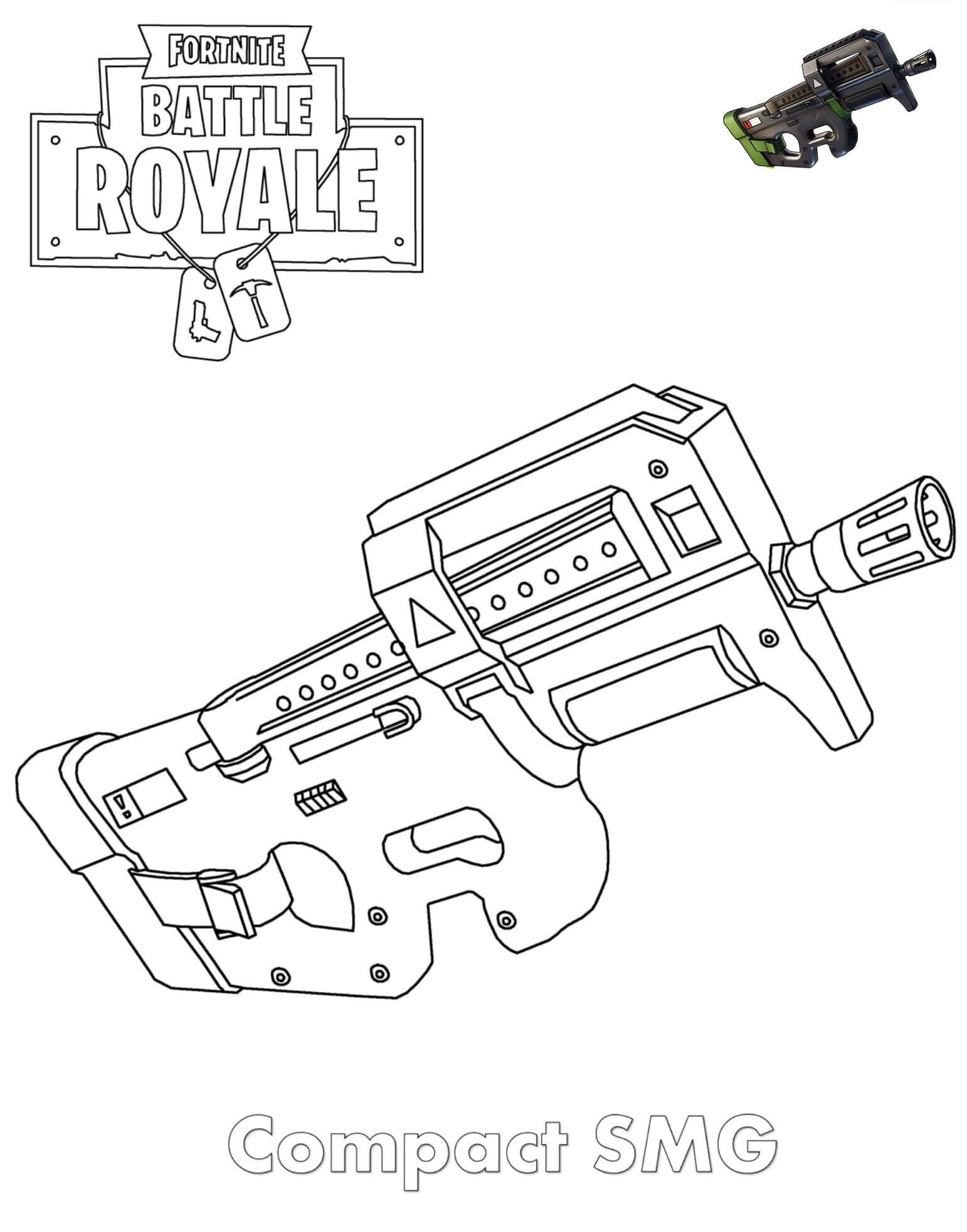 Coloriage Smg Fortnite - Fortnite à imprimer