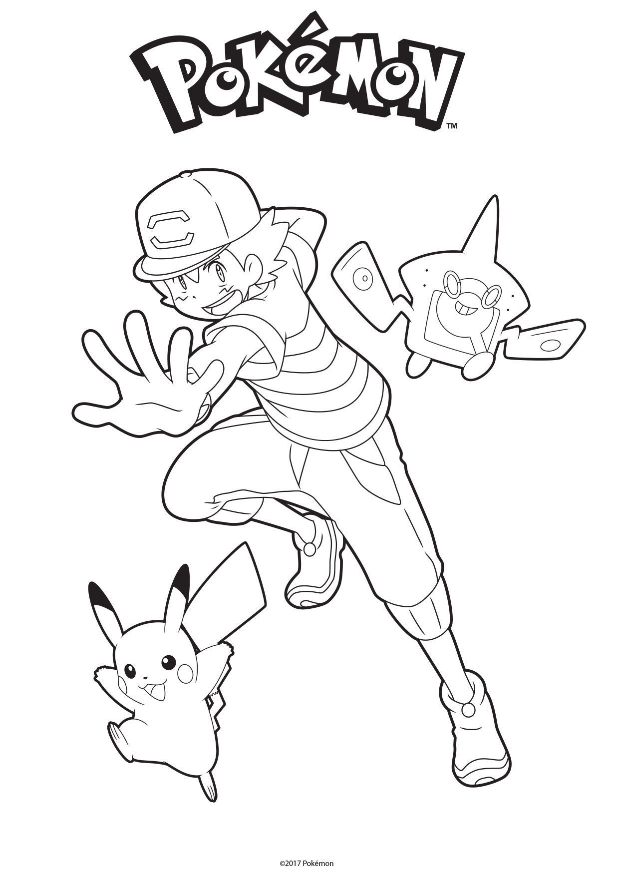 Coloriage Sacha Pikachu Et Rotom Dex - Gulli à imprimer