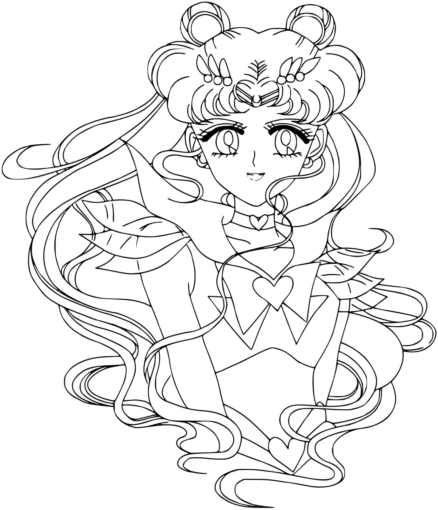Coloriage Sailor Moon Cheveux Magnifiques - Sailor moon à imprimer