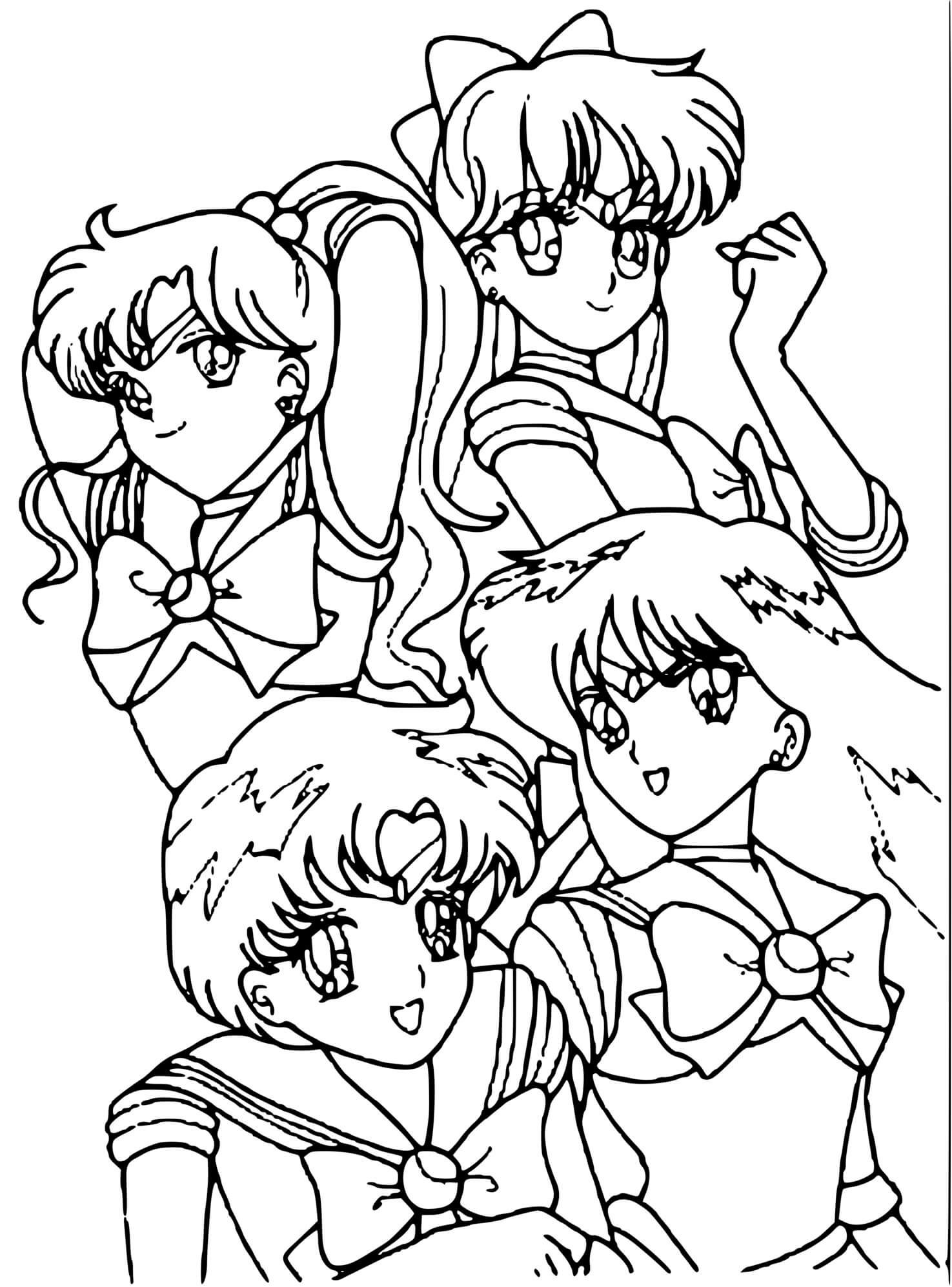 Coloriage Sailor Moon Friends Girlpower - Sailor moon à imprimer
