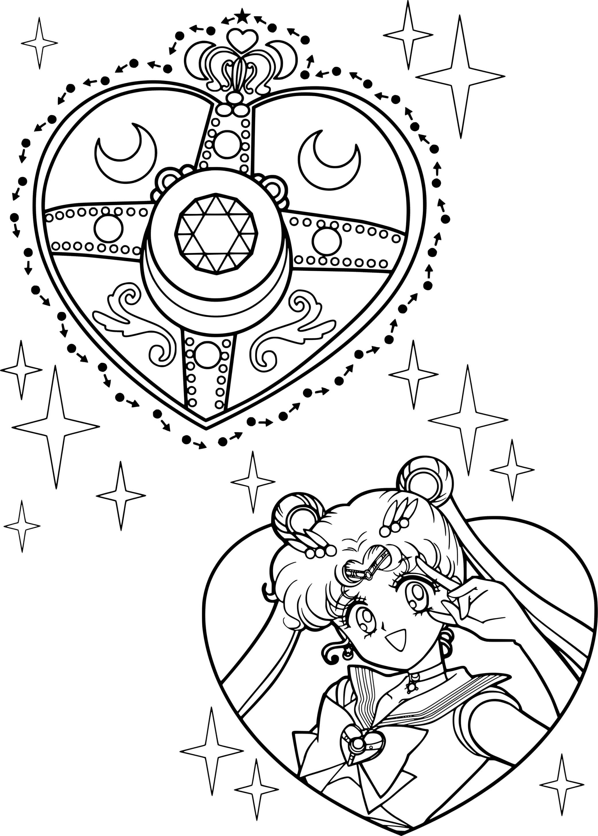 Coloriage Sailor Moon Hearts - Sailor moon à imprimer