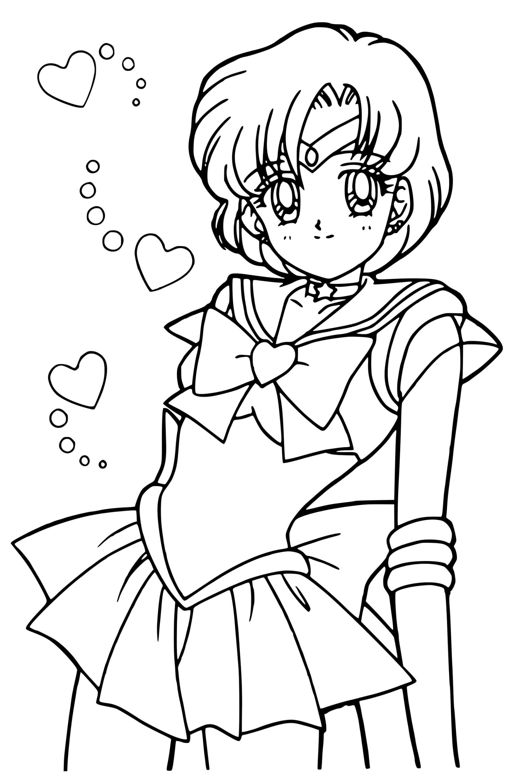 Coloriage Sailor Moon Mercury - Sailor moon à imprimer