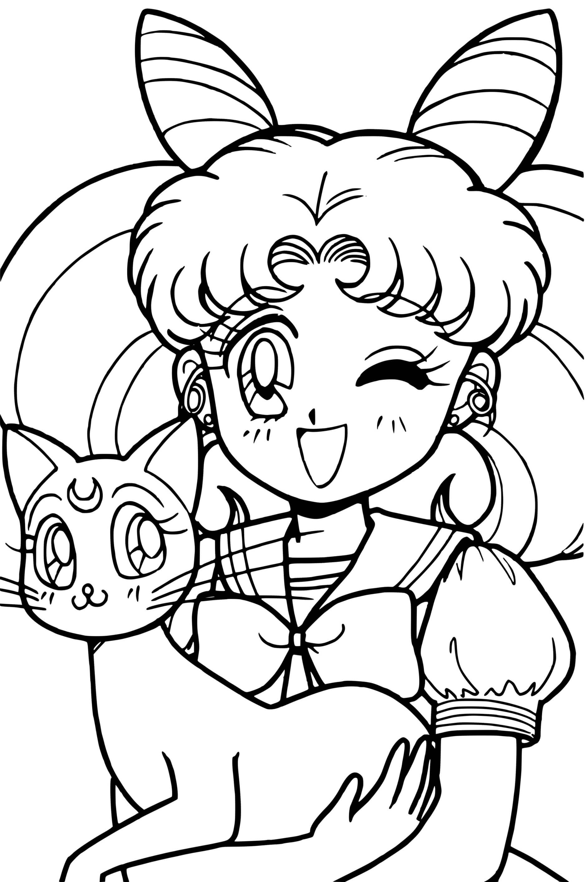 Coloriage Sailor Moon And Cat - Sailor moon à imprimer