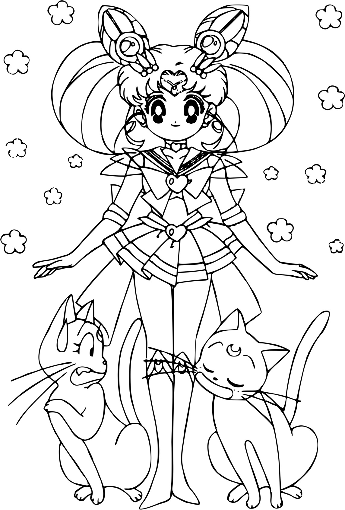 Coloriage Sailor Moon And Cats - Sailor moon à imprimer