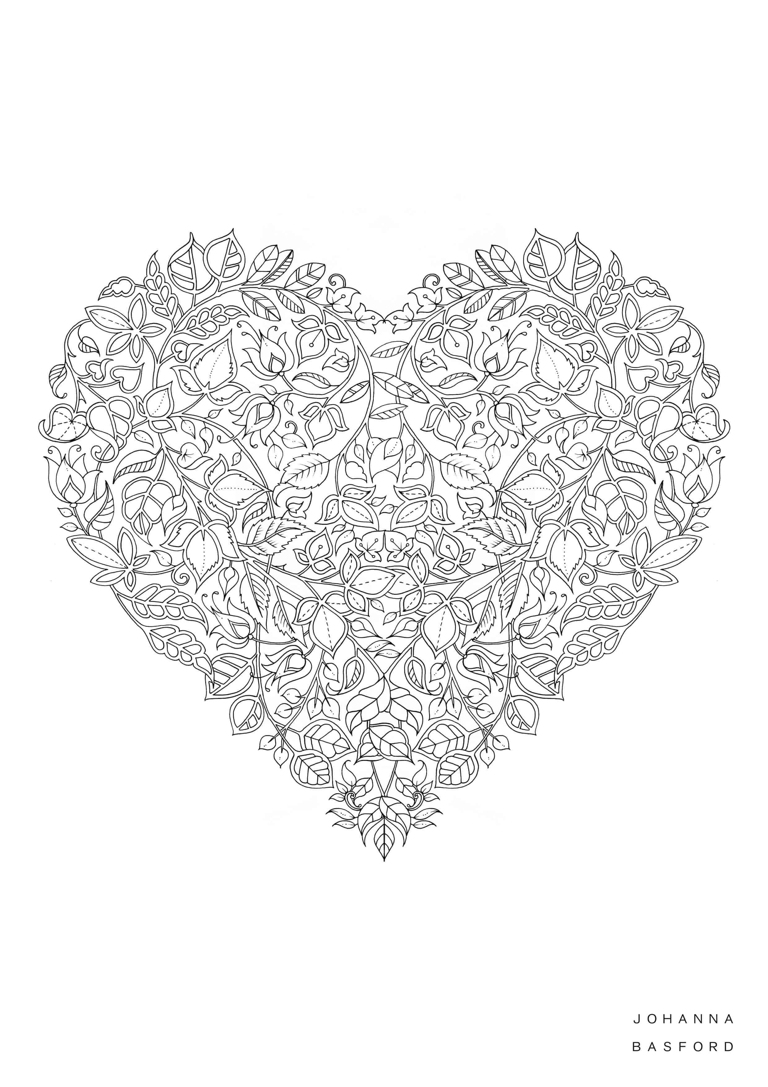 Coloriage Saint Valentin Par Johanna Basford - Adulte par johanna basford à imprimer