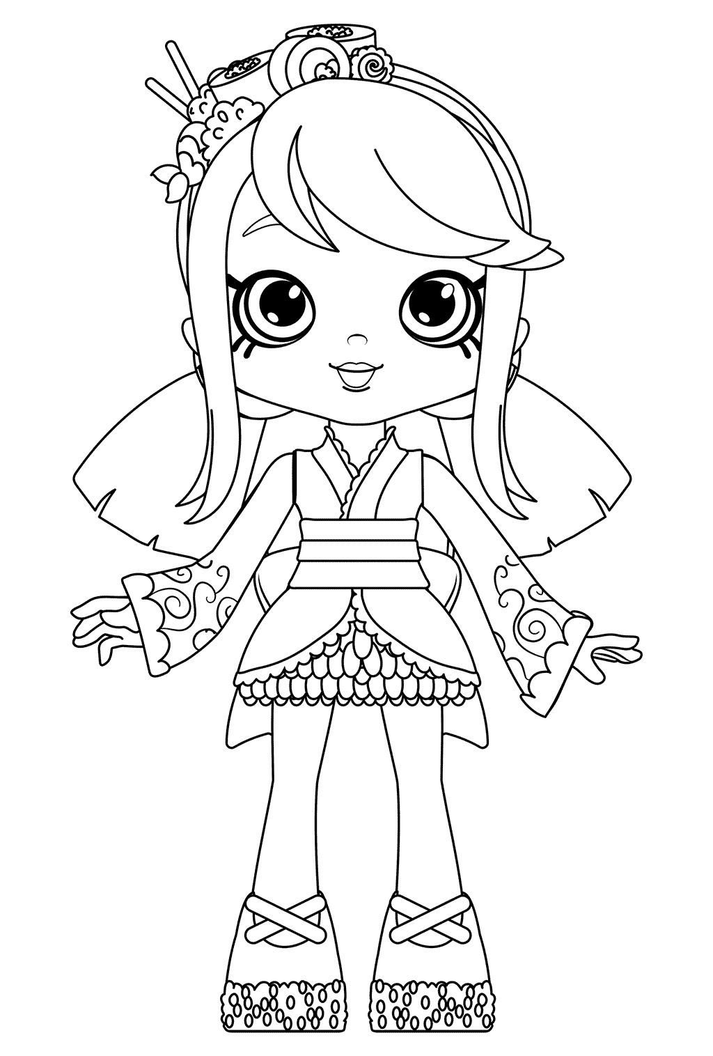 Coloriage Sara Sushi poupée Shoppies à habiller - Shoppies dolls à imprimer