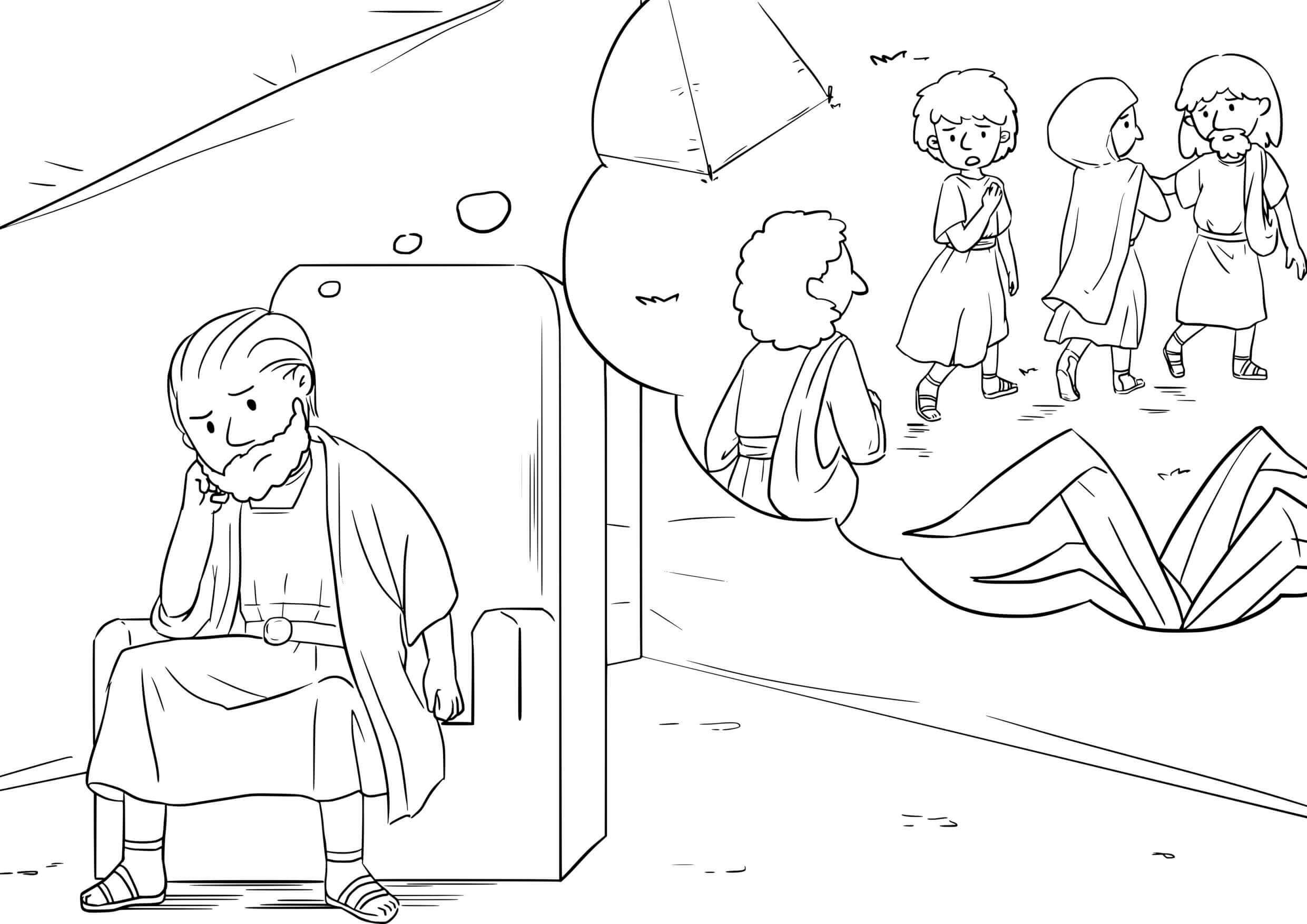 Coloriage Saul perd son royaume devant Samuel - Jésus à imprimer