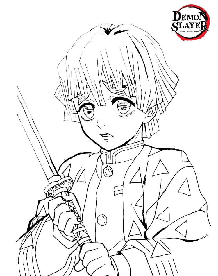 Coloriage Scared Zenitsu Agatsuma Démon Slayer - Demon slayer à imprimer