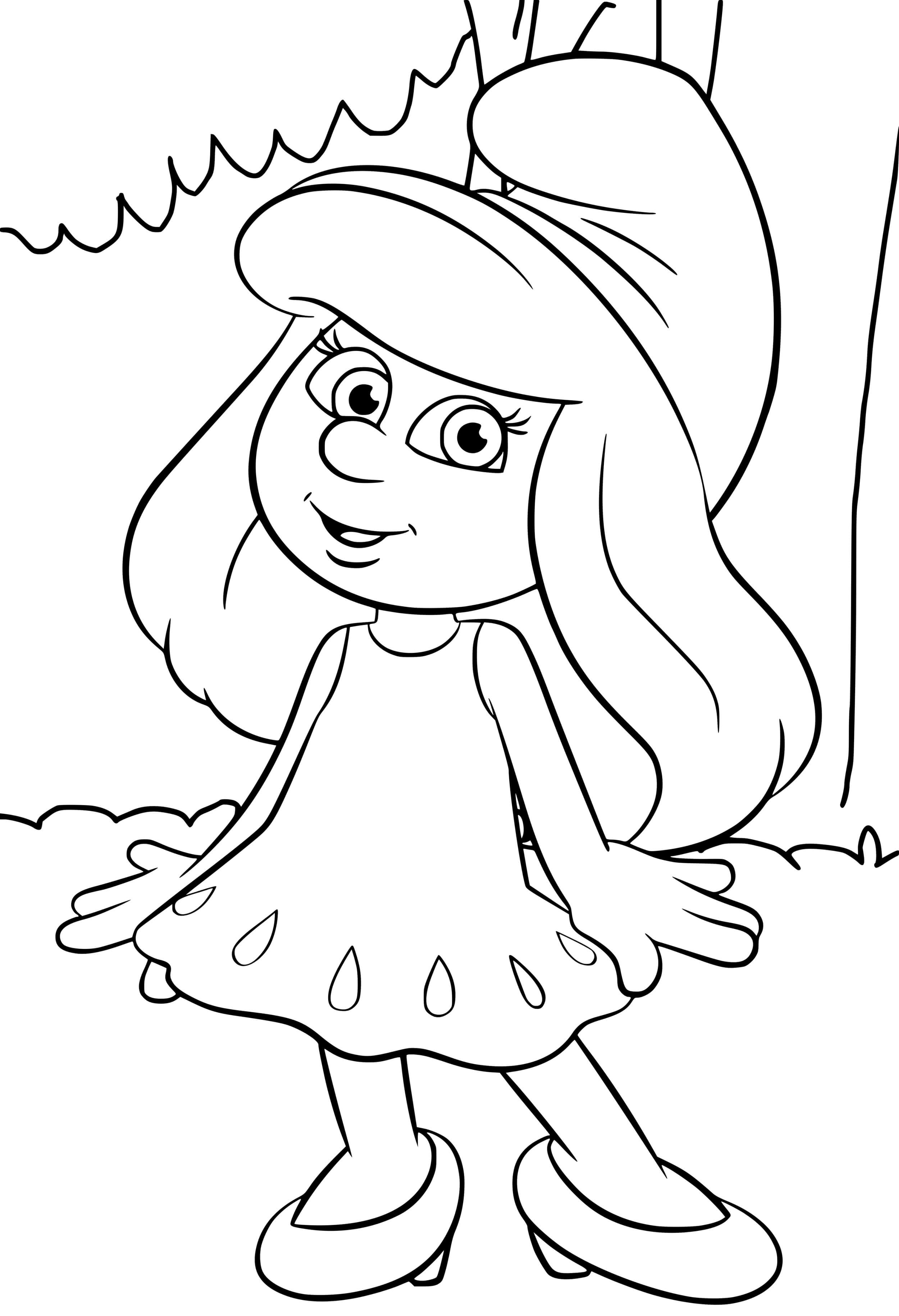 Coloriage Schtroumpfette Premiere Schtroumpf Feminin - Schtroumpf à imprimer
