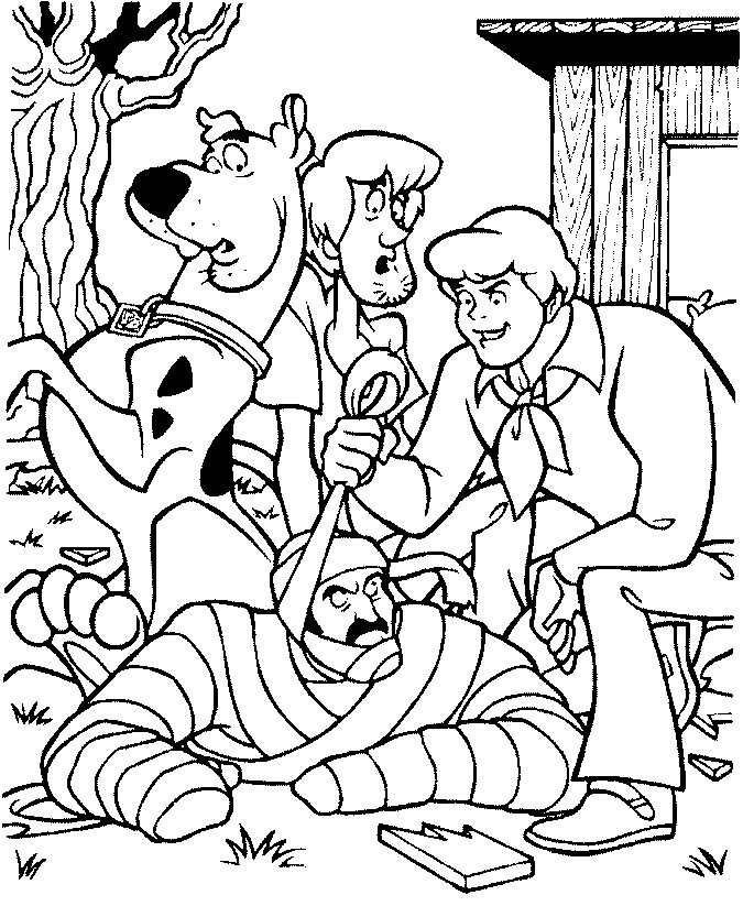 Coloriage Scoubidou Sammy Fred Et La Momie - Scooby doo à imprimer