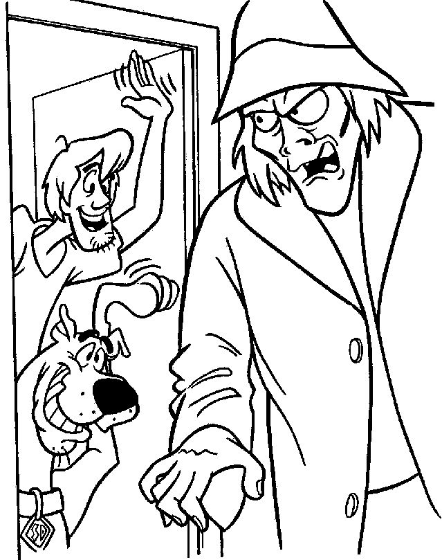 Coloriage Scoubidou Sammy Et Un Méchant - Scooby doo à imprimer