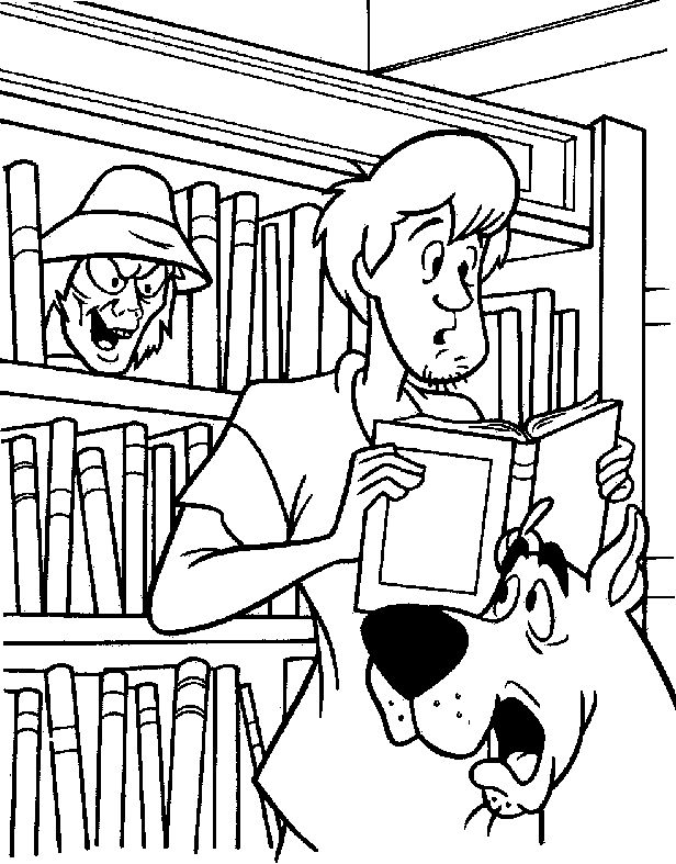 Coloriage Scoubidou Et Sammy Avec Un Livre - Scooby doo à imprimer