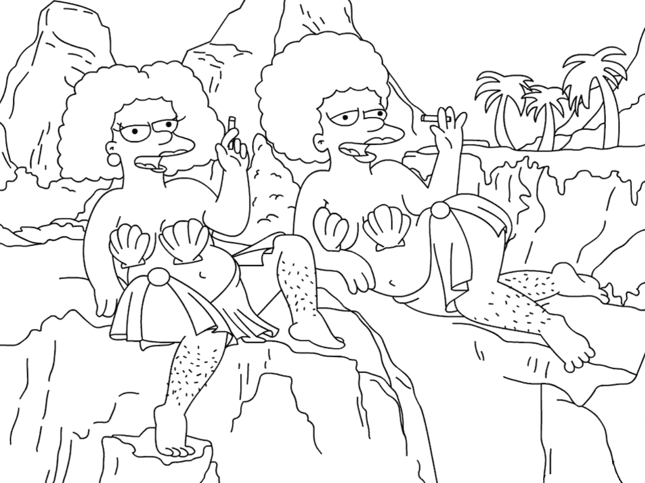 Coloriage Selma Patty Bouvier - Simpson à imprimer