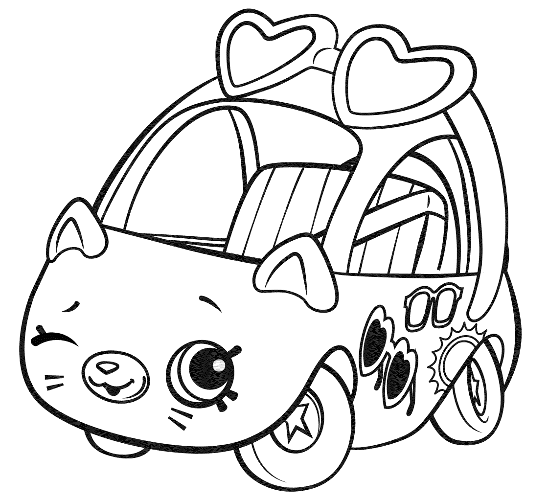 Coloriage Shopkins Cutie Cars Sunny Sedan - Shopkins à imprimer