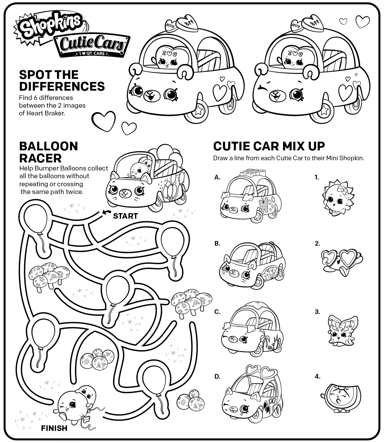 Coloriage Petites voitures Shopkins à décorer - Shopkins à imprimer