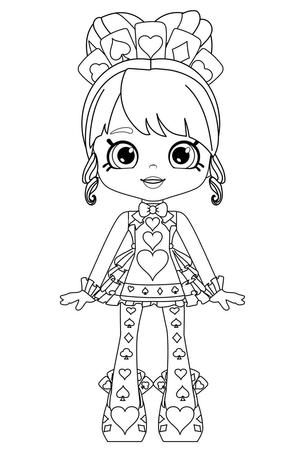 Coloriage Shoppies Queenie Hearts Or Queen Of Hearts - Shoppies dolls à imprimer