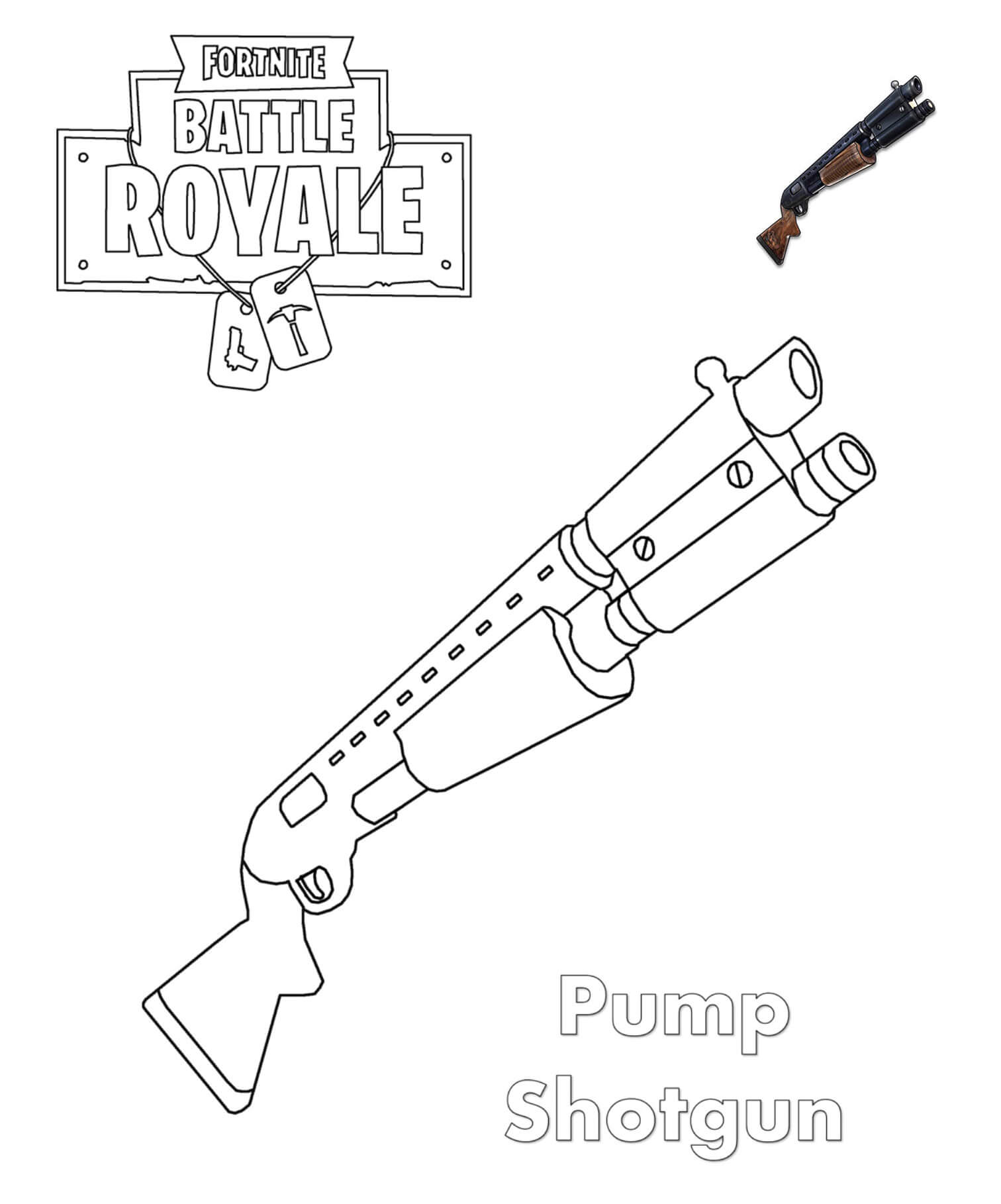 Coloriage Shotgun Fortnite - Fortnite à imprimer