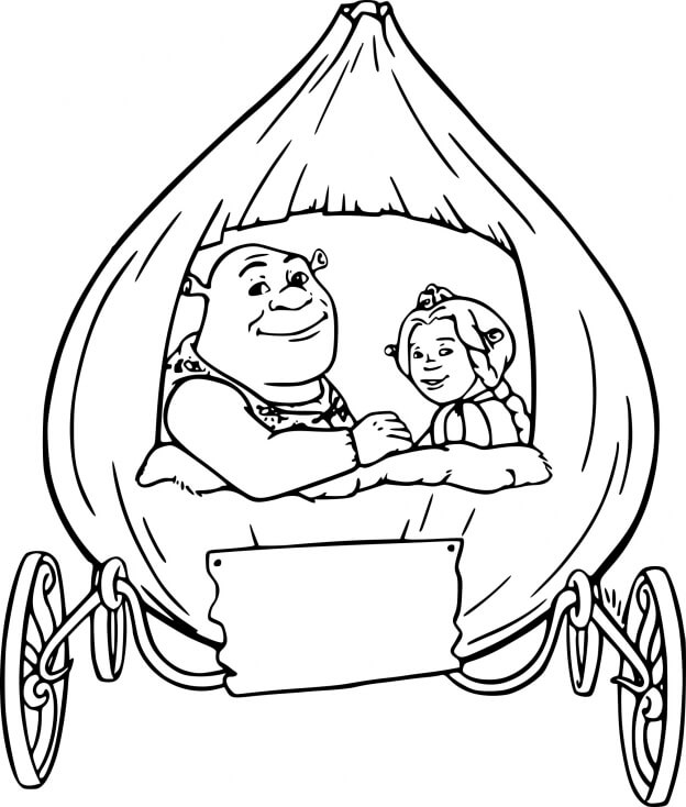 Coloriage Shrek Et Fiona Dans Leur Carosse - Shrek à imprimer