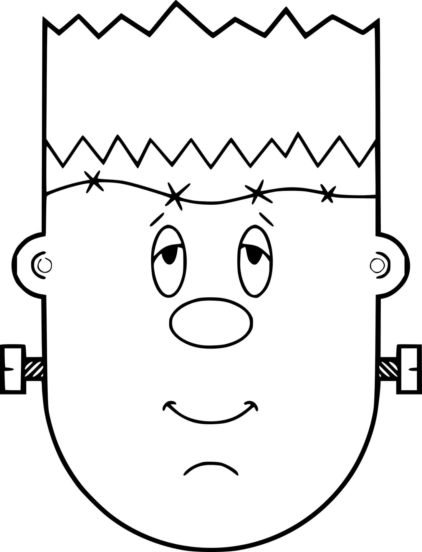 Coloriage Visage de Frankenstein simplifié - Frankenstein à imprimer