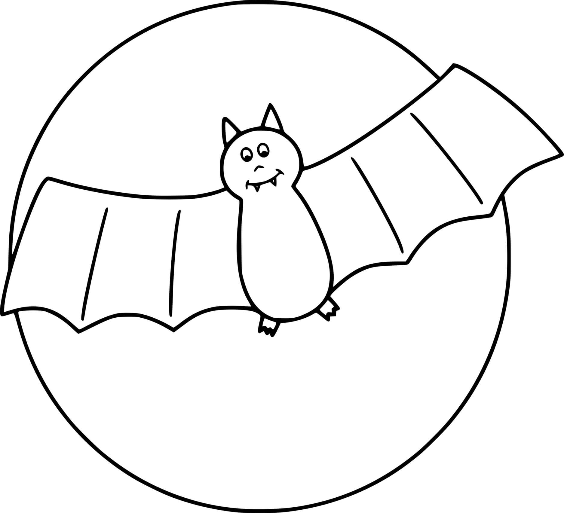 Coloriage Chauve-Souris Volante Sous la Lune - Halloween chauve souris à imprimer