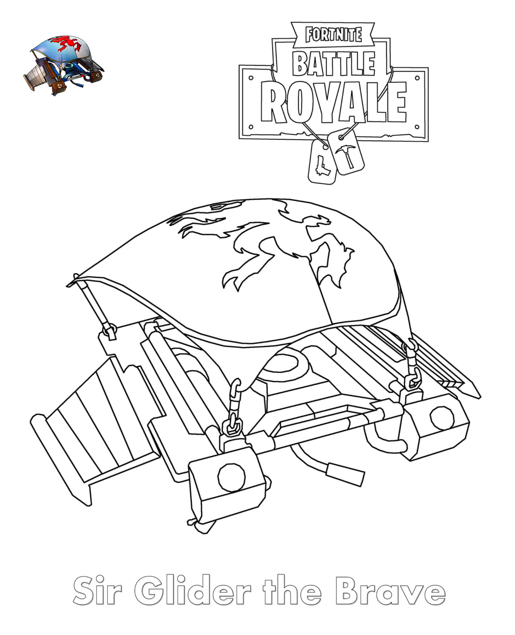 Coloriage Sir Glider le Brave Fortnite - Fortnite à imprimer