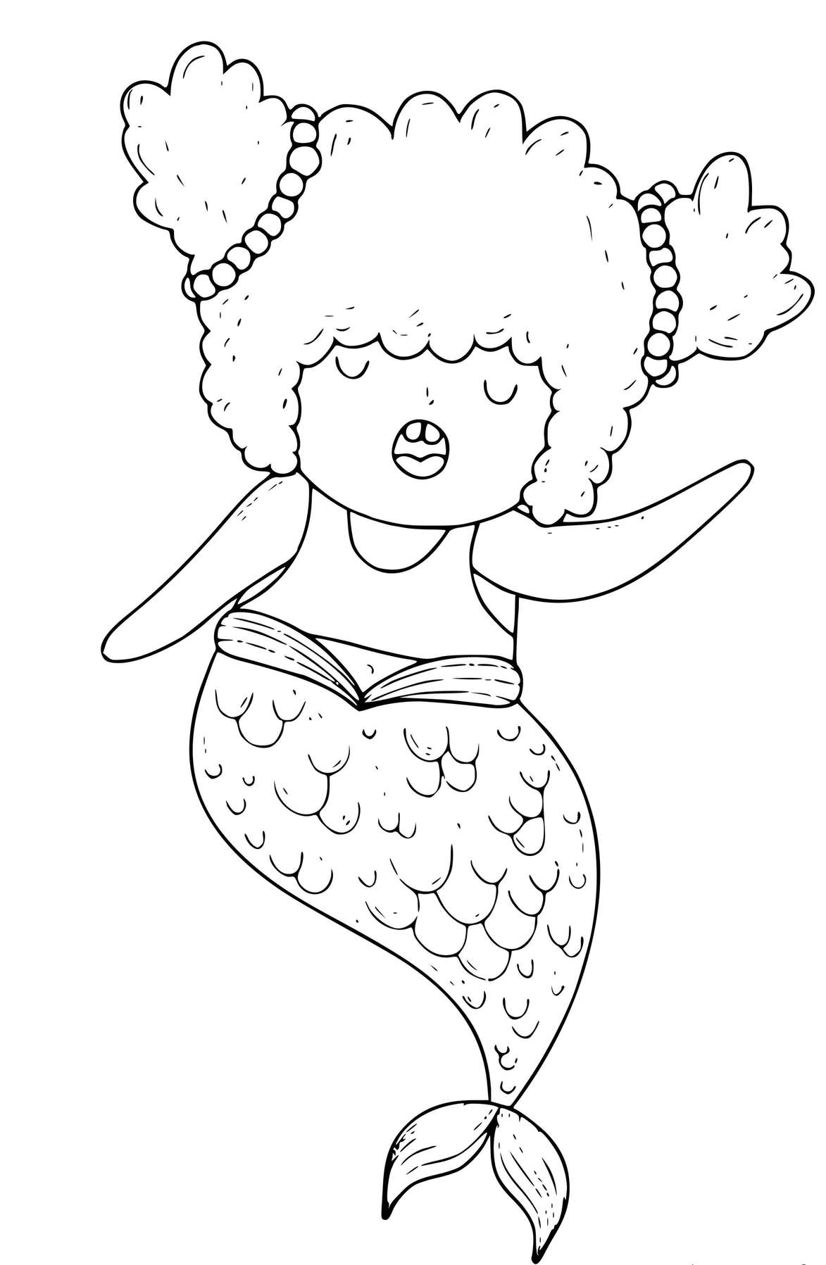Coloriage Sirène Chantante - Sirène à imprimer