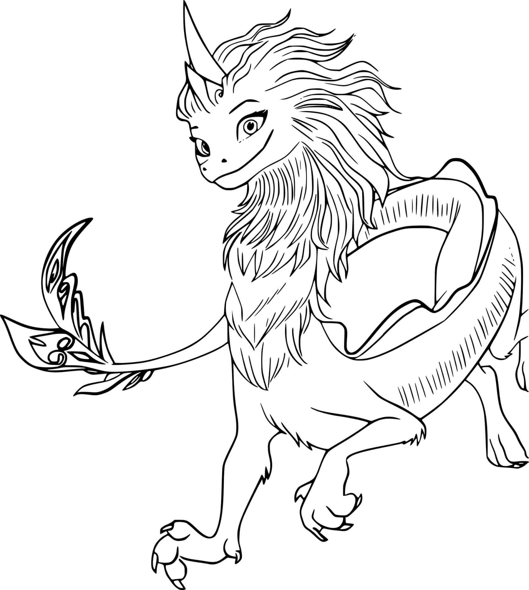Coloriage Sisu le Dernier Dragon - Raya et le Dernier Dragon à imprimer