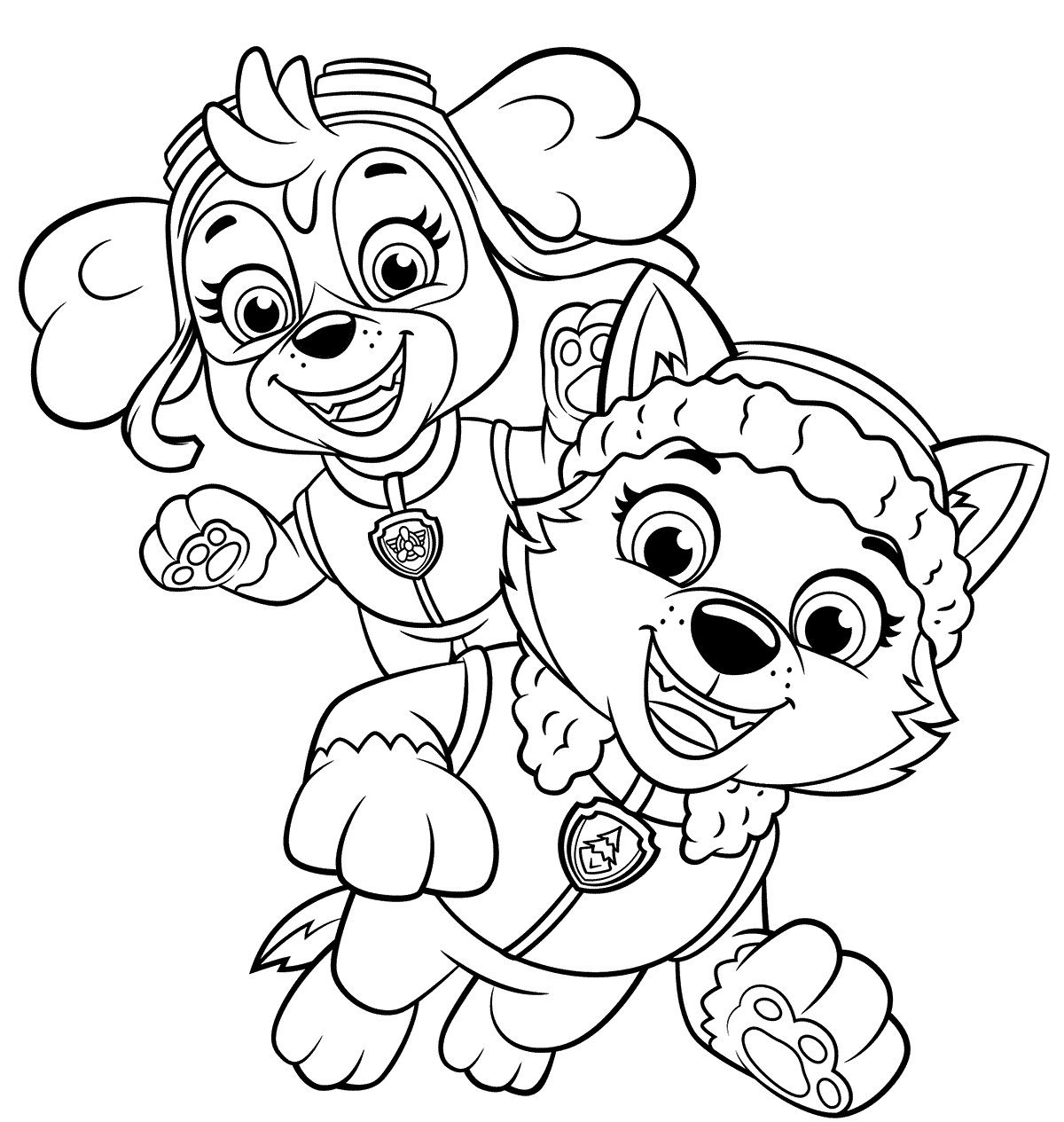 Coloriage Skye Et Everest Des Chiots Joyeux - Pat patrouille à imprimer