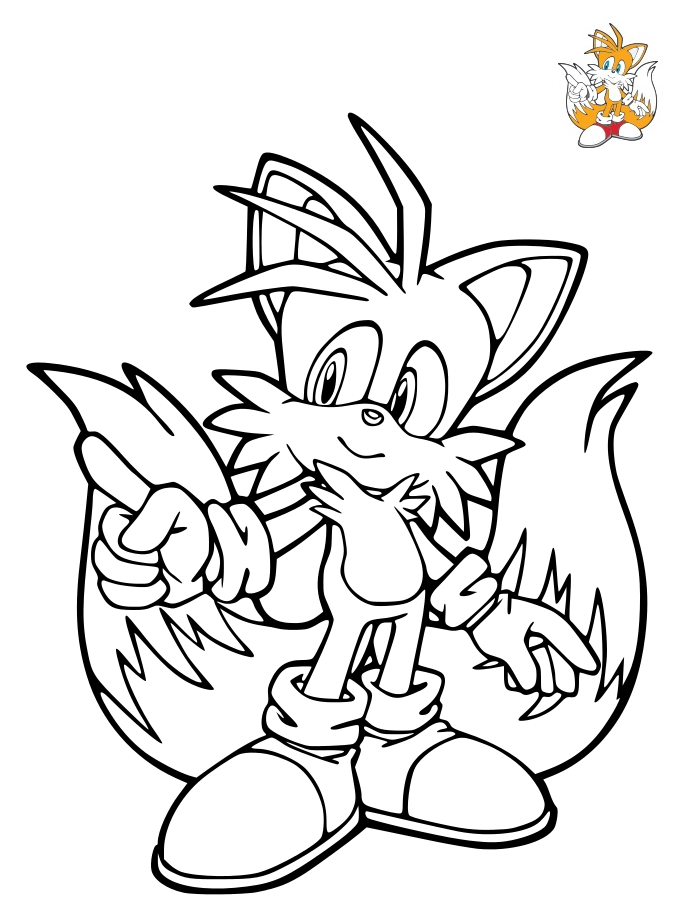 Coloriage Sonic Tails Miles Prower - Sonic à imprimer