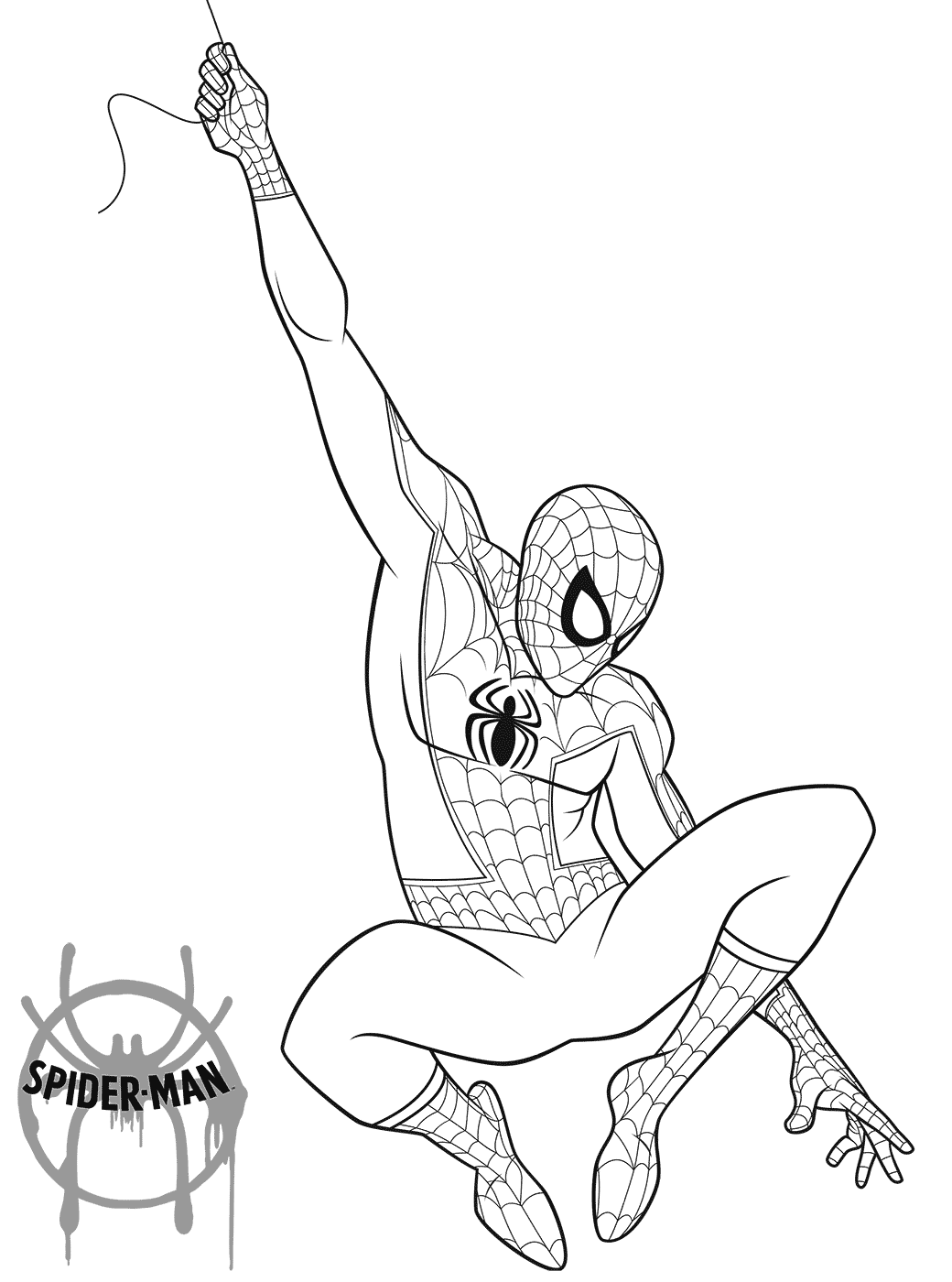 Coloriage Spider-Man en costume rouge et bleu - Spider-Man à imprimer