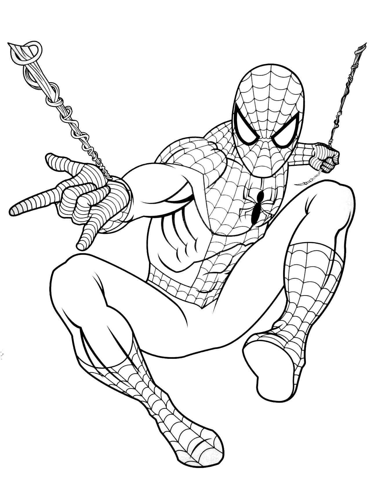 Coloriage Spider-Man Loin de Chez Lui Saut - Spider-Man à imprimer