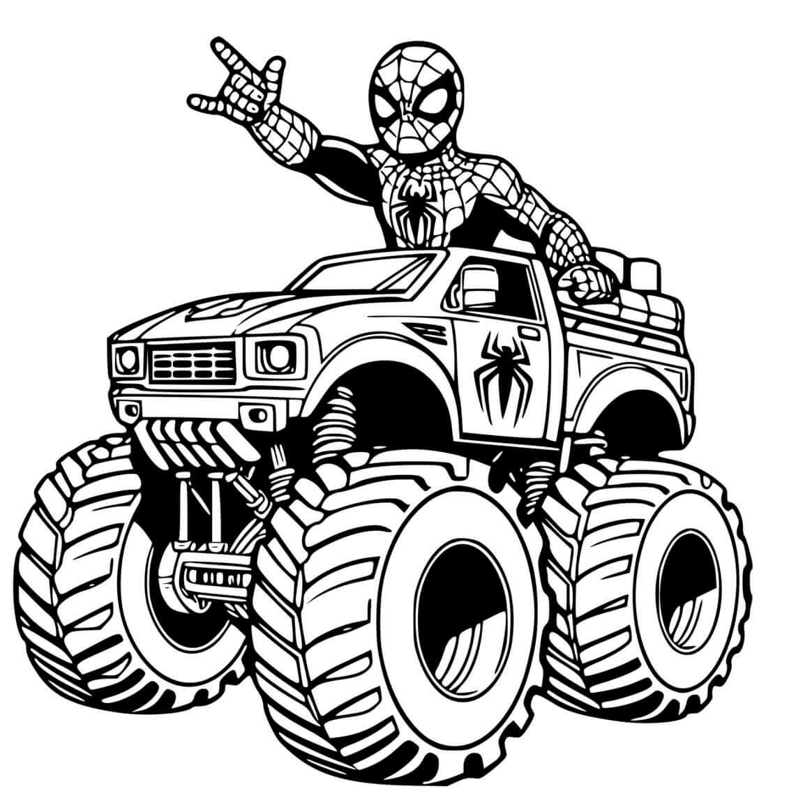 Coloriage Spiderman Monster Truck - Monster truck à imprimer