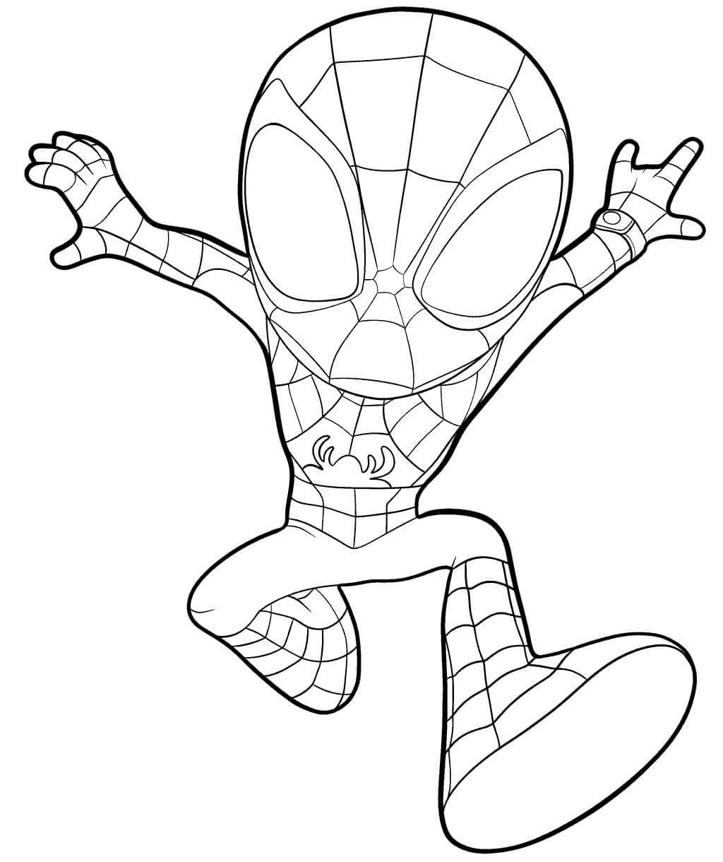Coloriage Spider-Man version dessin animé - Spidey à imprimer