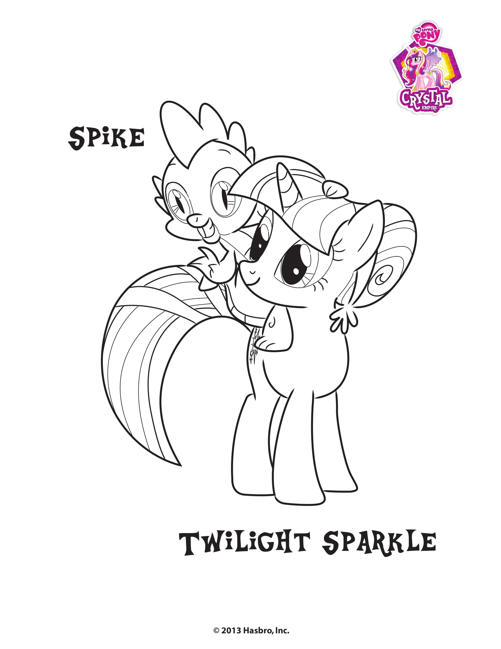 Coloriage Spike Twilight Sparkle Empire Crystal - My little pony à imprimer