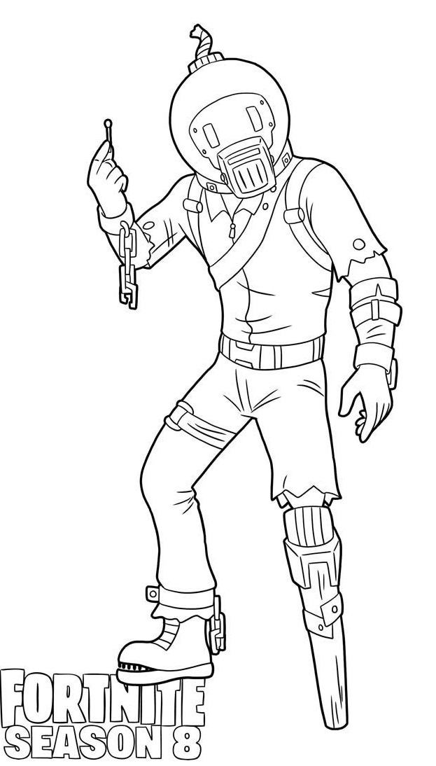 Coloriage Splode de Fortnite Saison 8 explosif - Fortnite à imprimer