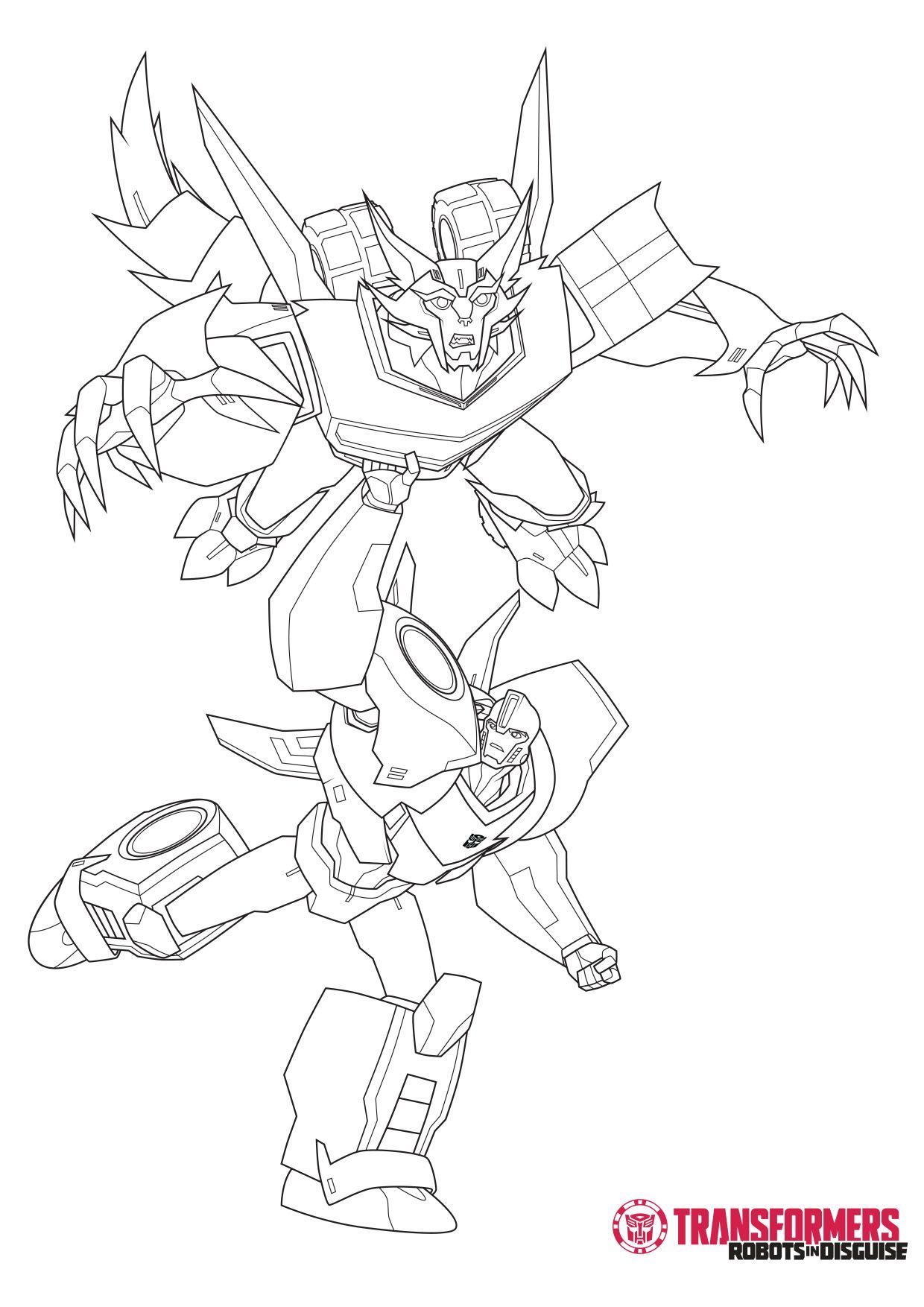 Coloriage Steeljaw et Bumblebee Transformers affrontement - Transformers à imprimer
