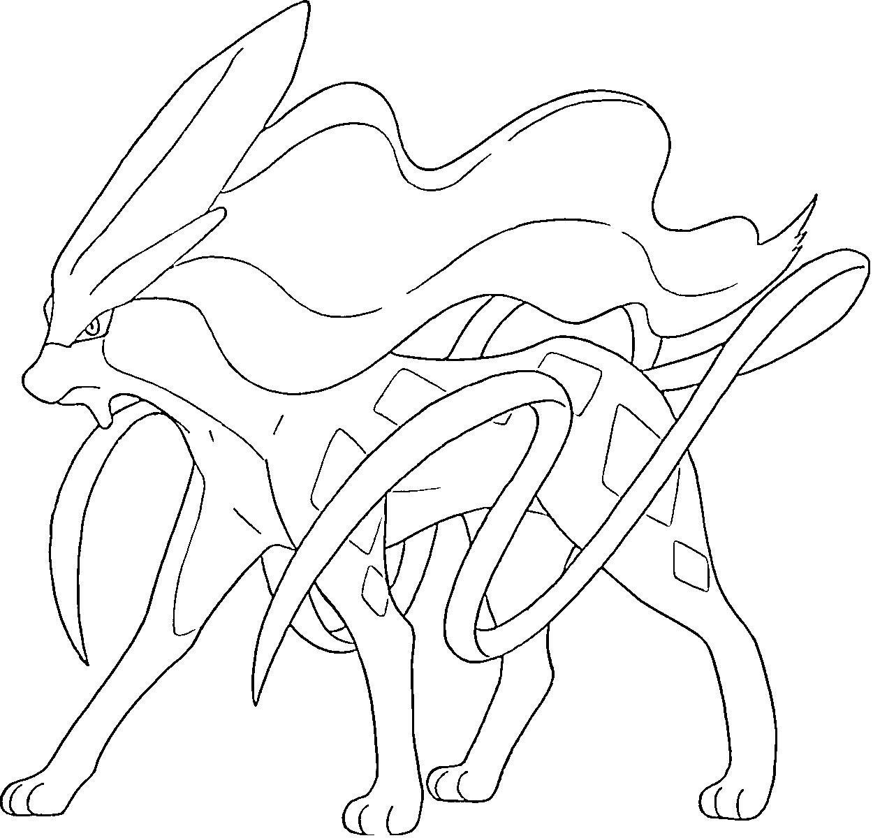 Coloriage Suicune Génération 2 - Pokémon légendaire à imprimer
