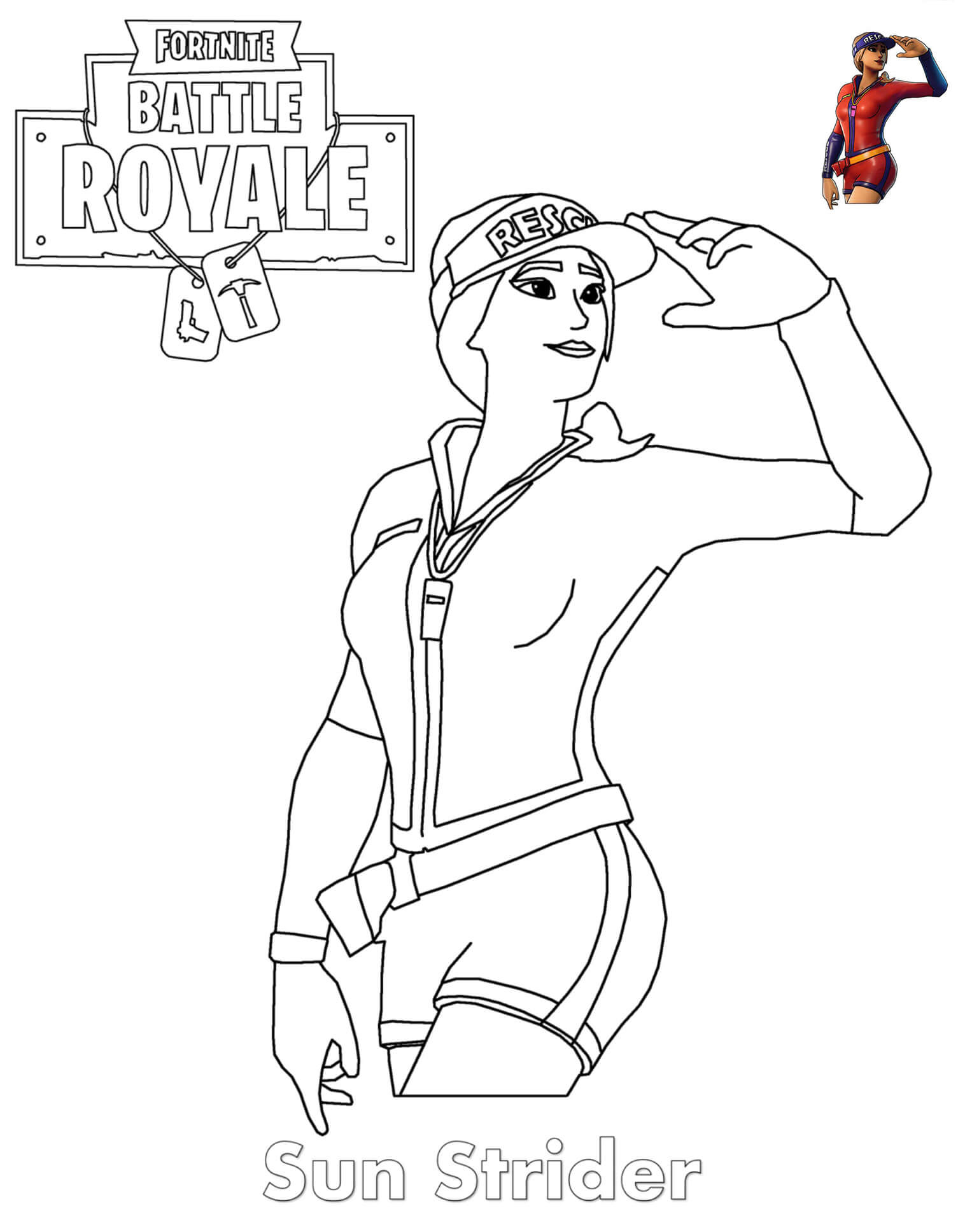 Coloriage Sun Strider Fortnite Girl - Fortnite à imprimer