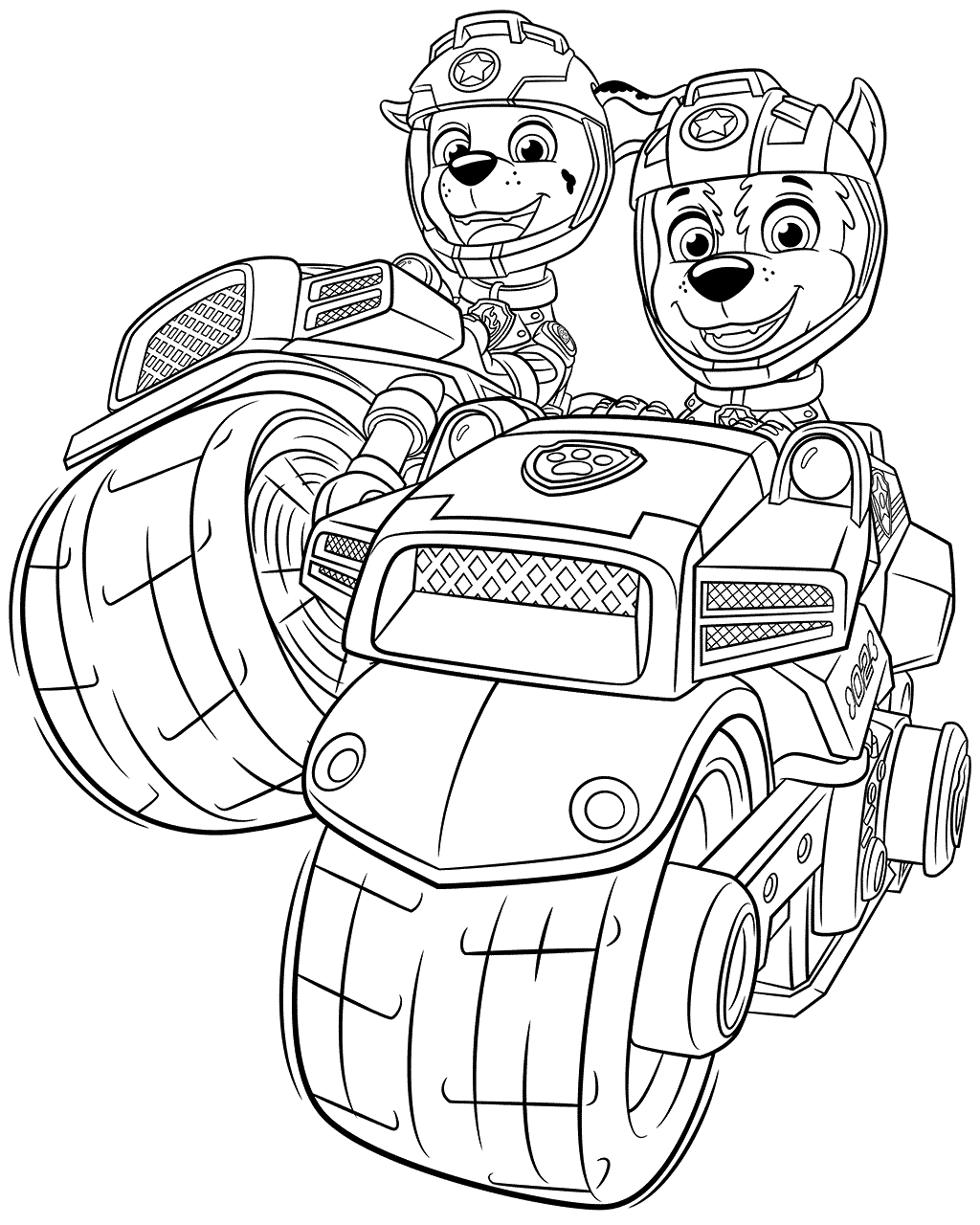 Coloriage Super Pat Patrouille Moto Marcus - Pat Patrouille La Super Patrouille à imprimer
