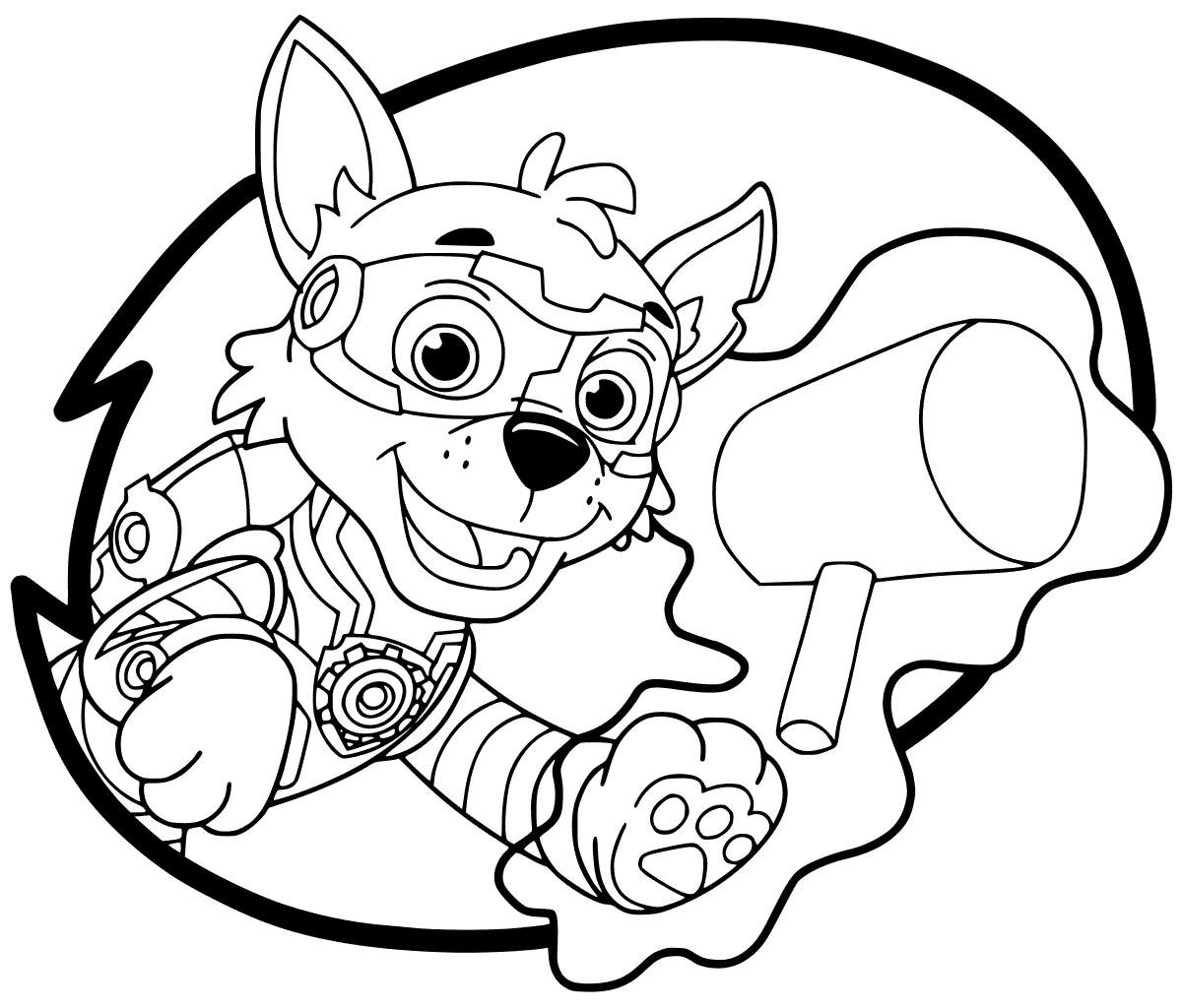 Coloriage Super Patrouille Mighty Pups Rocky - Pat Patrouille La Super Patrouille à imprimer