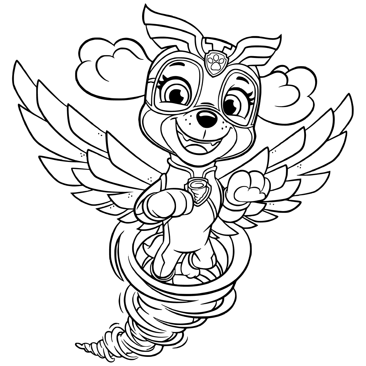 Coloriage Super Patrouille Mighty Pups Stella In Tornado - Pat Patrouille La Super Patrouille à imprimer