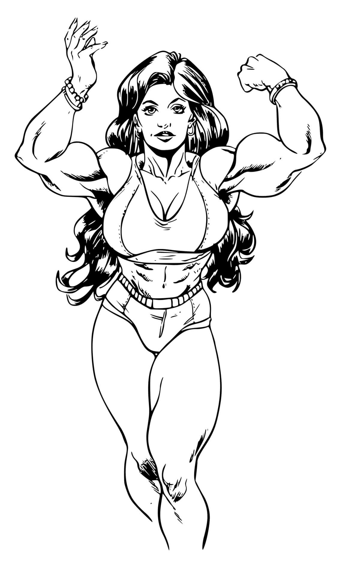 Coloriage Super Héroïne She Hulk - Super héroïne à imprimer