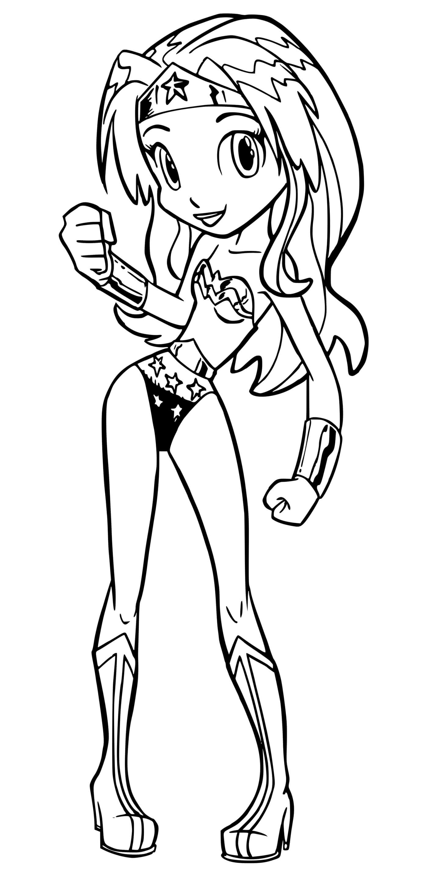 Coloriage Wonder Woman Mignon DC Comics - Super héroïne à imprimer