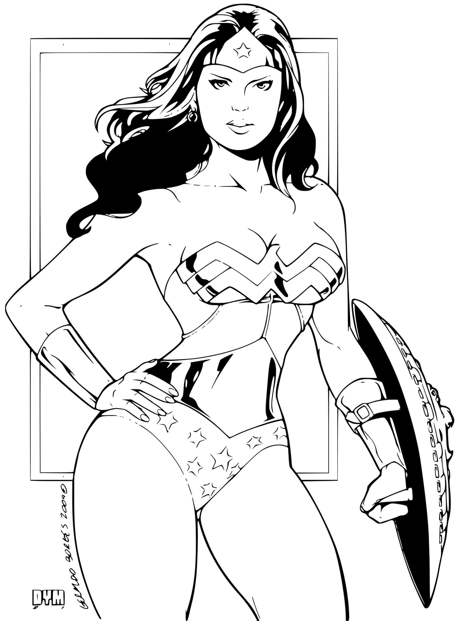 Coloriage Super Héroïne Wonder Woman Ink Par Dymartgd Pour Adulte Dc Comics - Super héroïne à imprimer