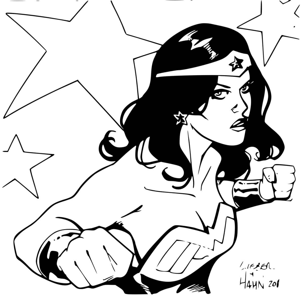 Coloriage Super Héroïne Wonder Woman Par David Hahn And Steve Liber Dc Comics - Super héroïne à imprimer