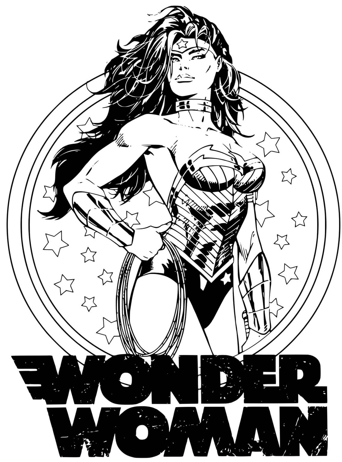 Coloriage Super Héroïne Wonder Woman Pour Adulte Dc Comics Dc Comics - Super héroïne à imprimer