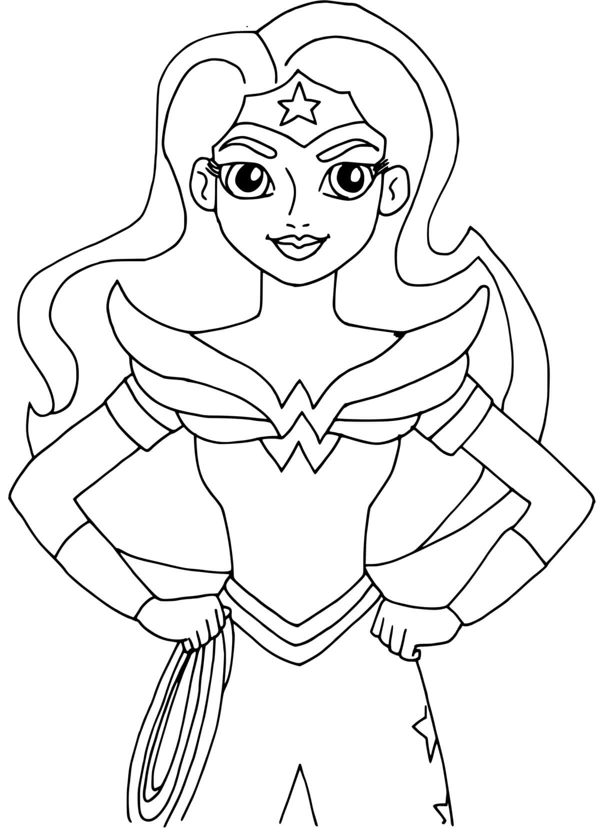 Coloriage Super Héroïne Wonder Woman - Super héroïne à imprimer